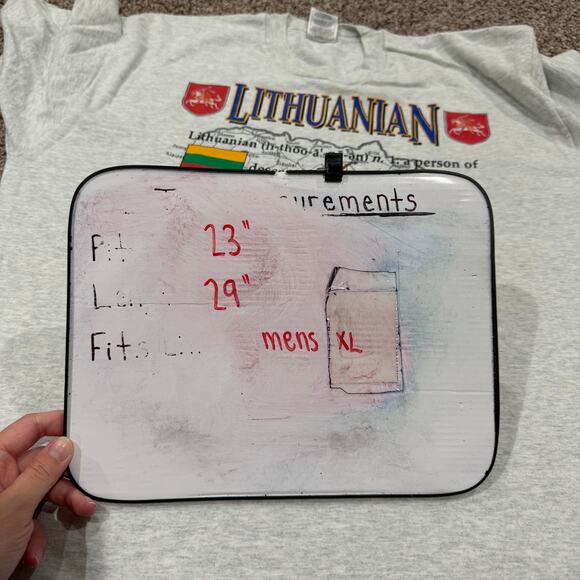 VTG 90s Men's Grey Fruit of the Loom Lithuanian Graphic Single Stitch T Shirt XL - Picture 6 of 6